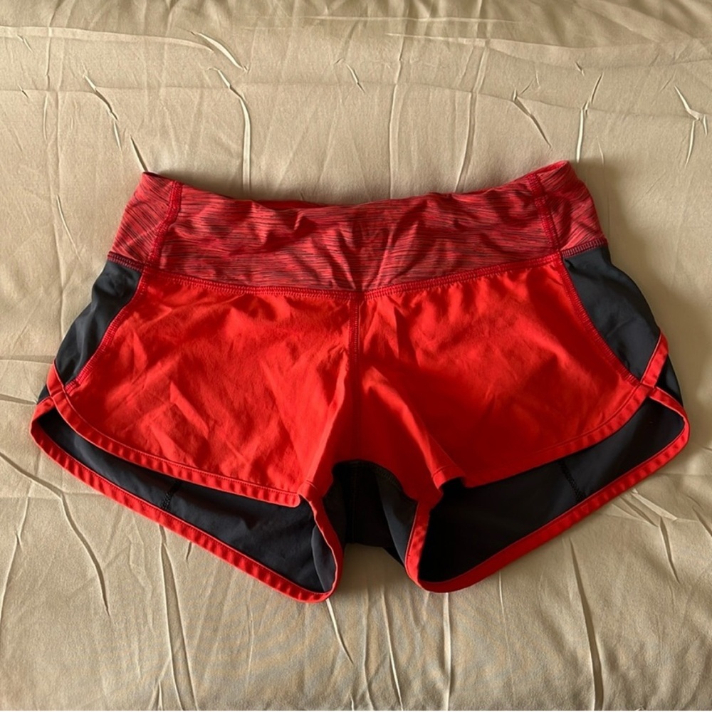 Lululemon Shorts Dark Orange And Dark Gray Size 2 Low Rise Jogging Yoga